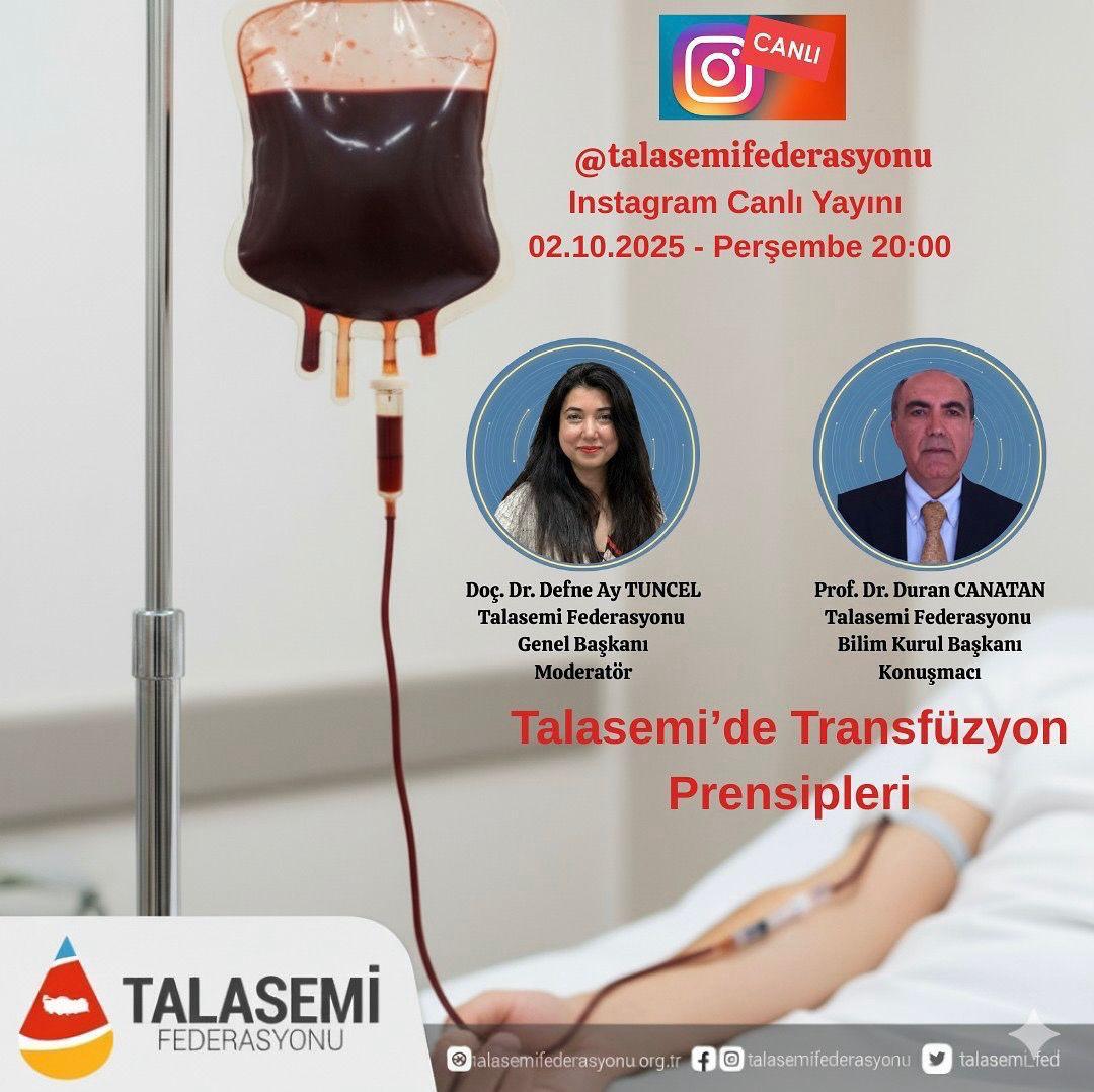 Talasemi’de Transfüzyon Prensipleri konulu Canlı Yayın gerçekleştirildi.